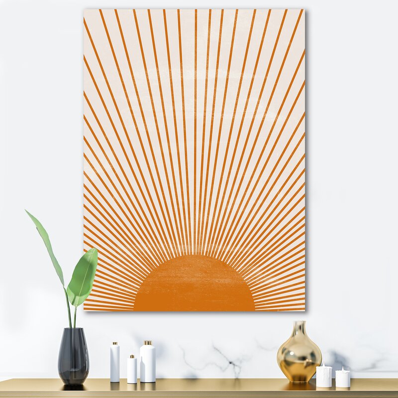 Orange Sun Print III Framed On Canvas Bold Art 20" x 12" Wrapped Canvas