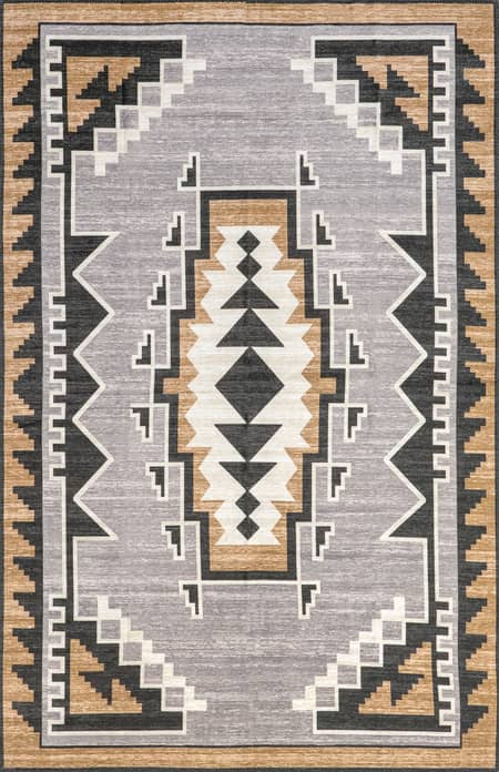 Grey Katy Washable Bold Shapes 5' x 8' Area Rug
