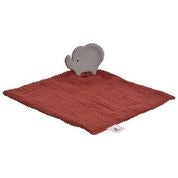 Elephant Barn Red Organic Muslin Comforter with Organic Natural Rubber Teether