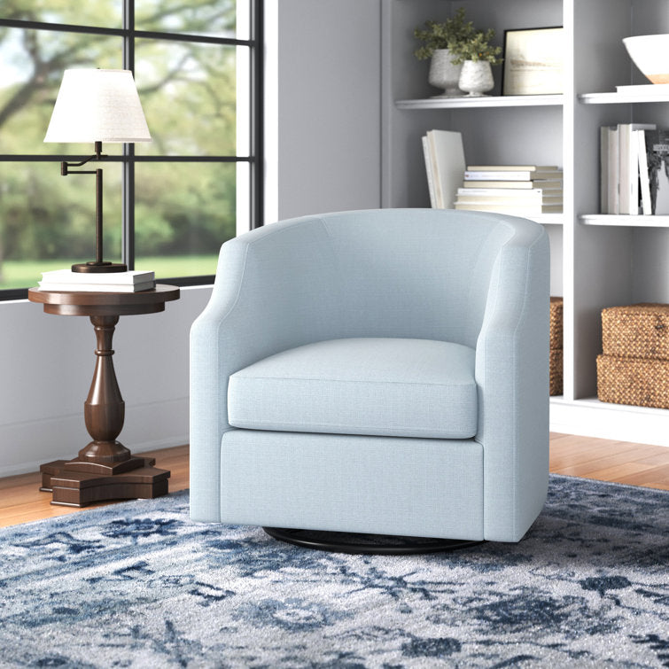 Blue Debbie 77.47cm Wide Polyester Swivel Barrel Chair