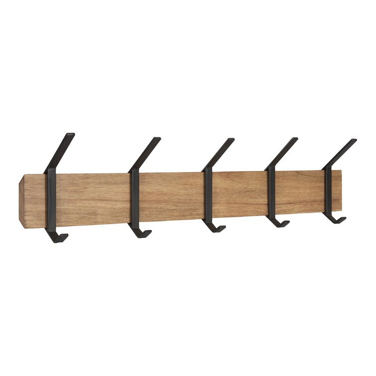 Rustic Brown/Black Garfinkel Steel 5 - Hook Wall Mounted Coat Rack