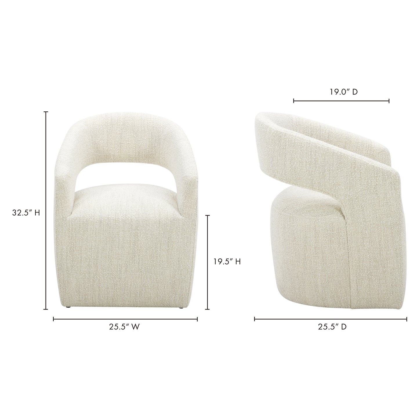 BARROW PERFORMANCE FABRIC ROLLING DINING CHAIR