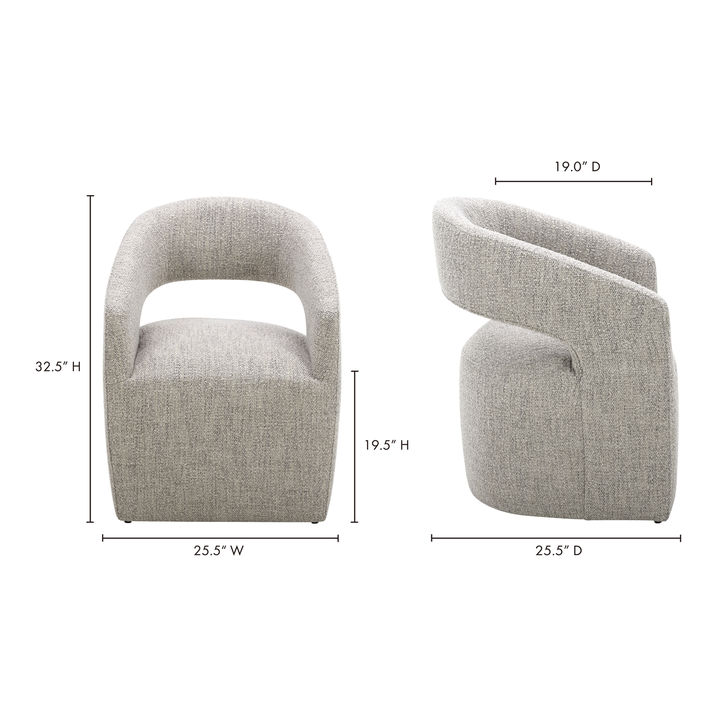 BARROW PERFORMANCE FABRIC ROLLING DINING CHAIR