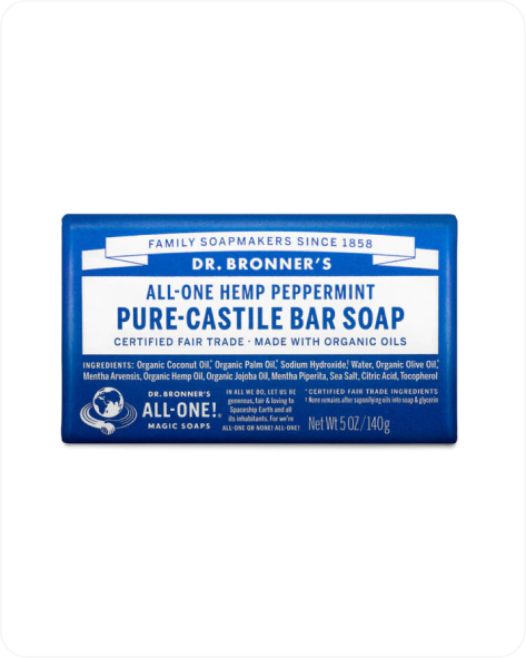 Peppermint Pure-Castile Bar Soap (12 Pack)