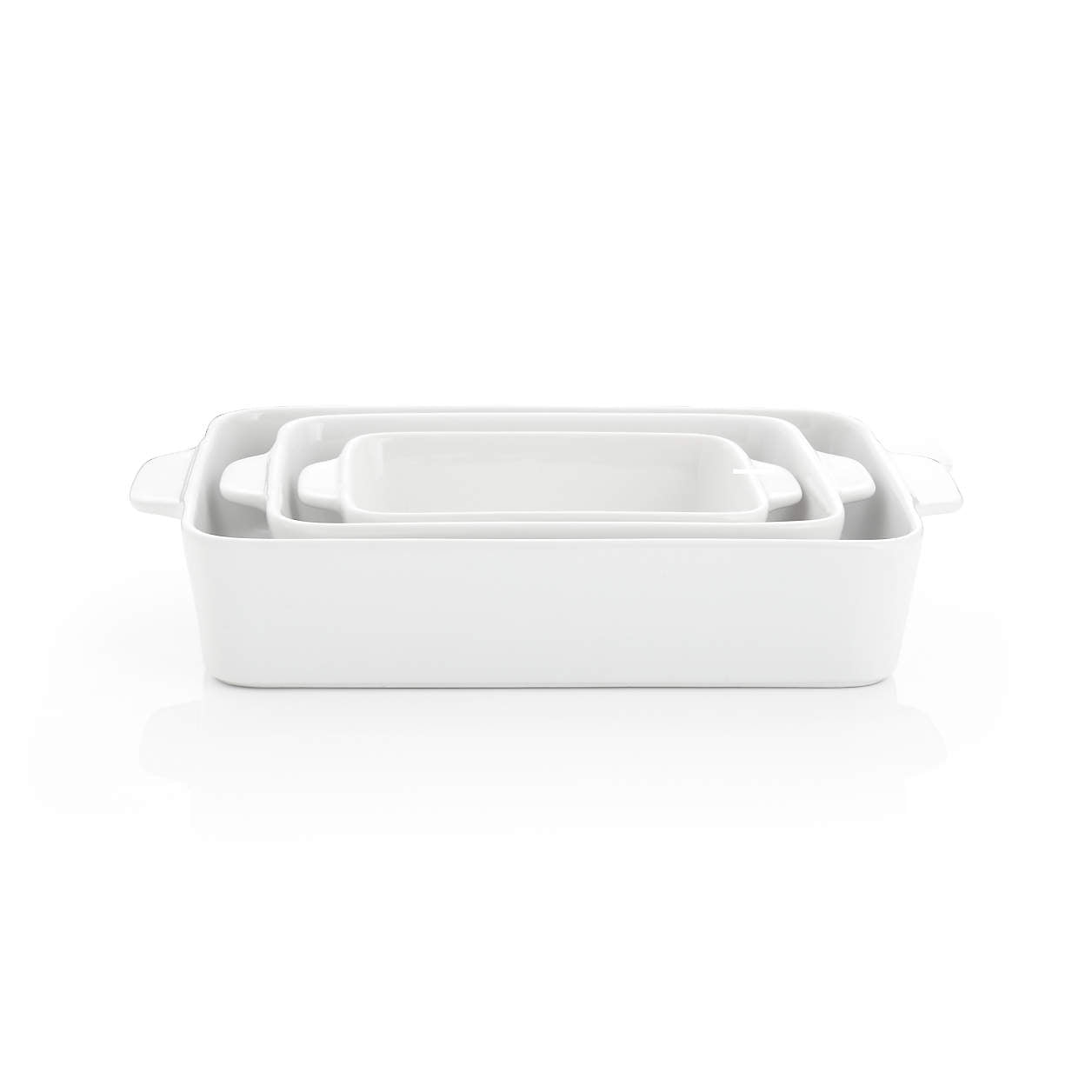 White Potluck Baking Dishes Set of Three