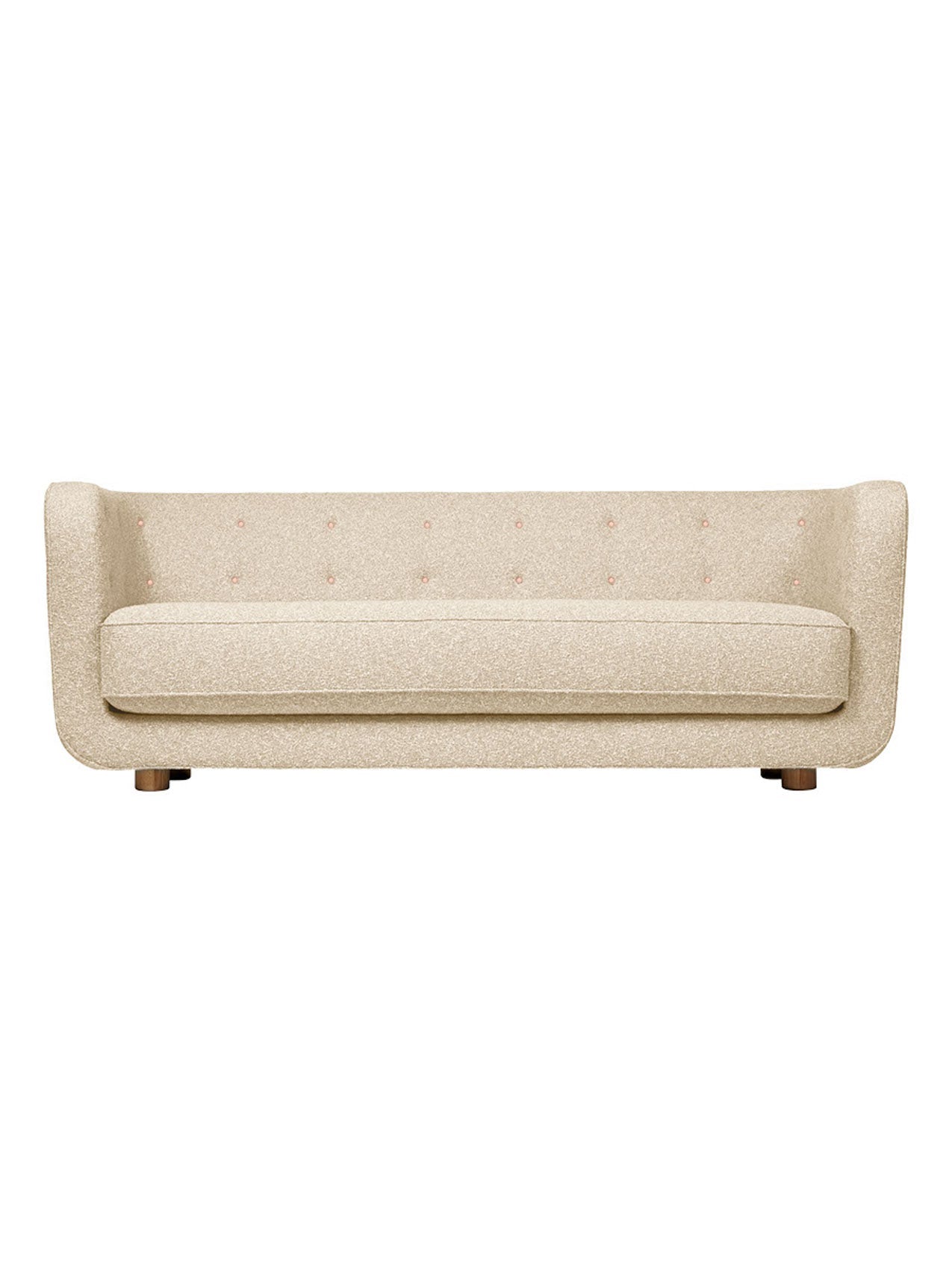 Vilhelm Sofa, Signature Sofa with Dark Stained Oak Legs, Sacho Zero with Vegetal Buttons