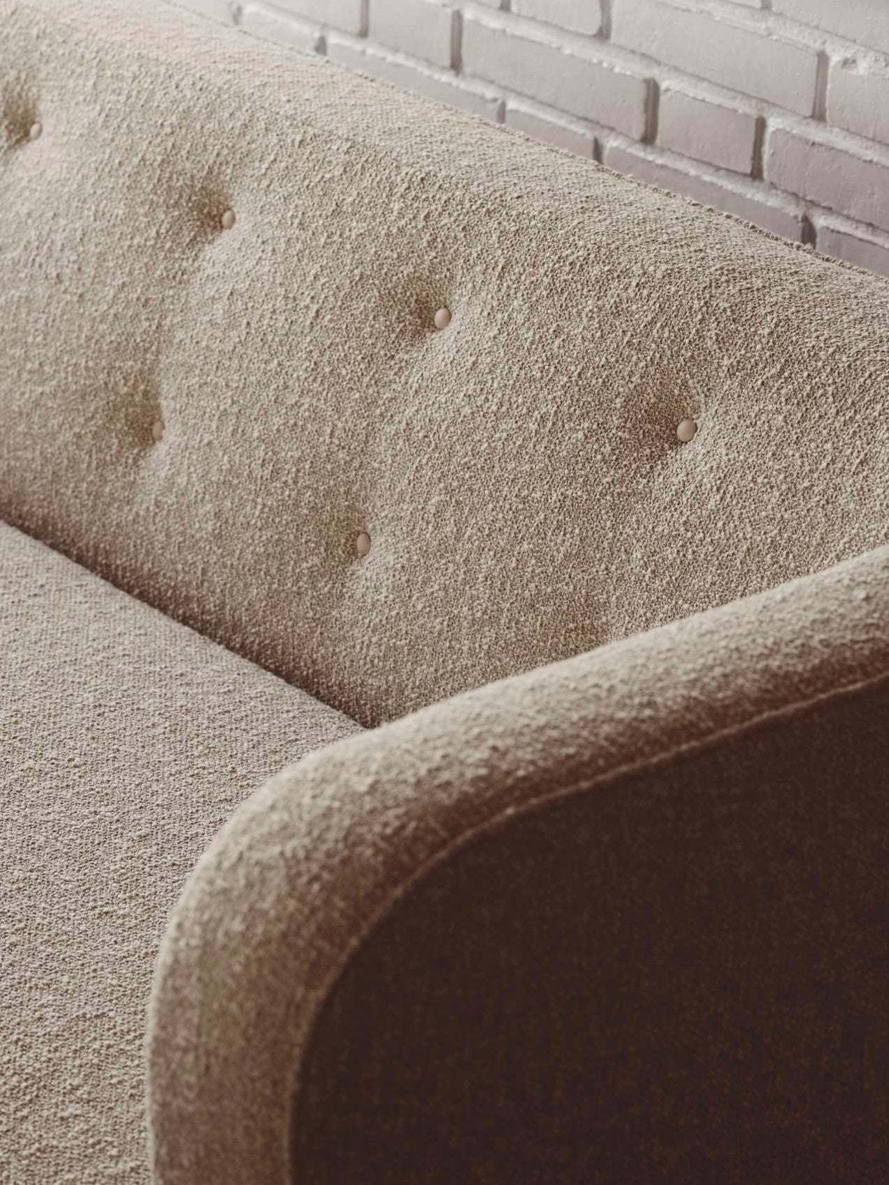 Vilhelm Sofa, Signature Sofa with Dark Stained Oak Legs, Sacho Zero with Vegetal Buttons