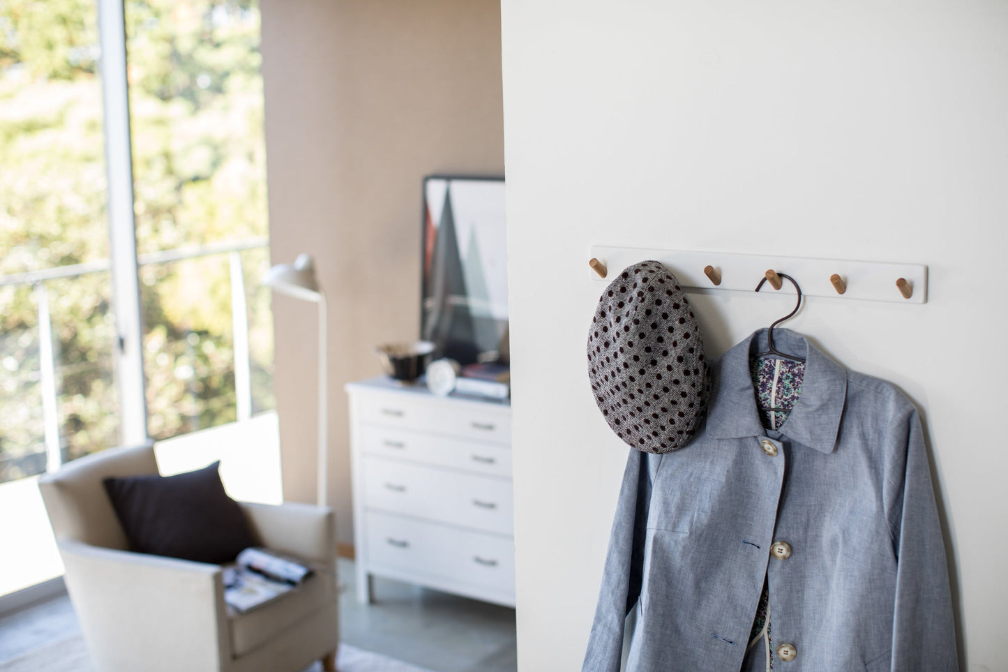 Wall-Mounted Coat Hanger - Steel + Wood