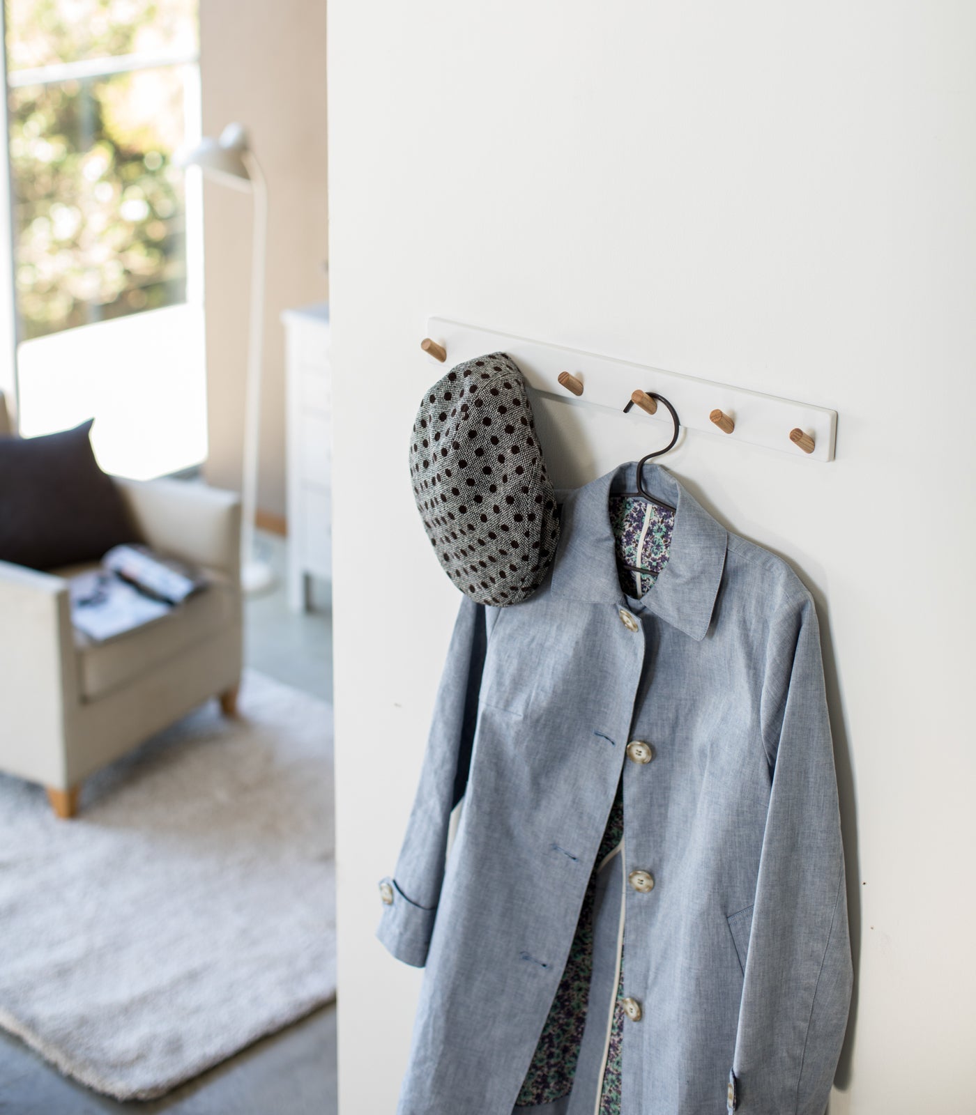 Wall-Mounted Coat Hanger - Steel + Wood